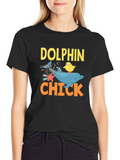 Dolphin Chick Novelty Graphic T-Shirt