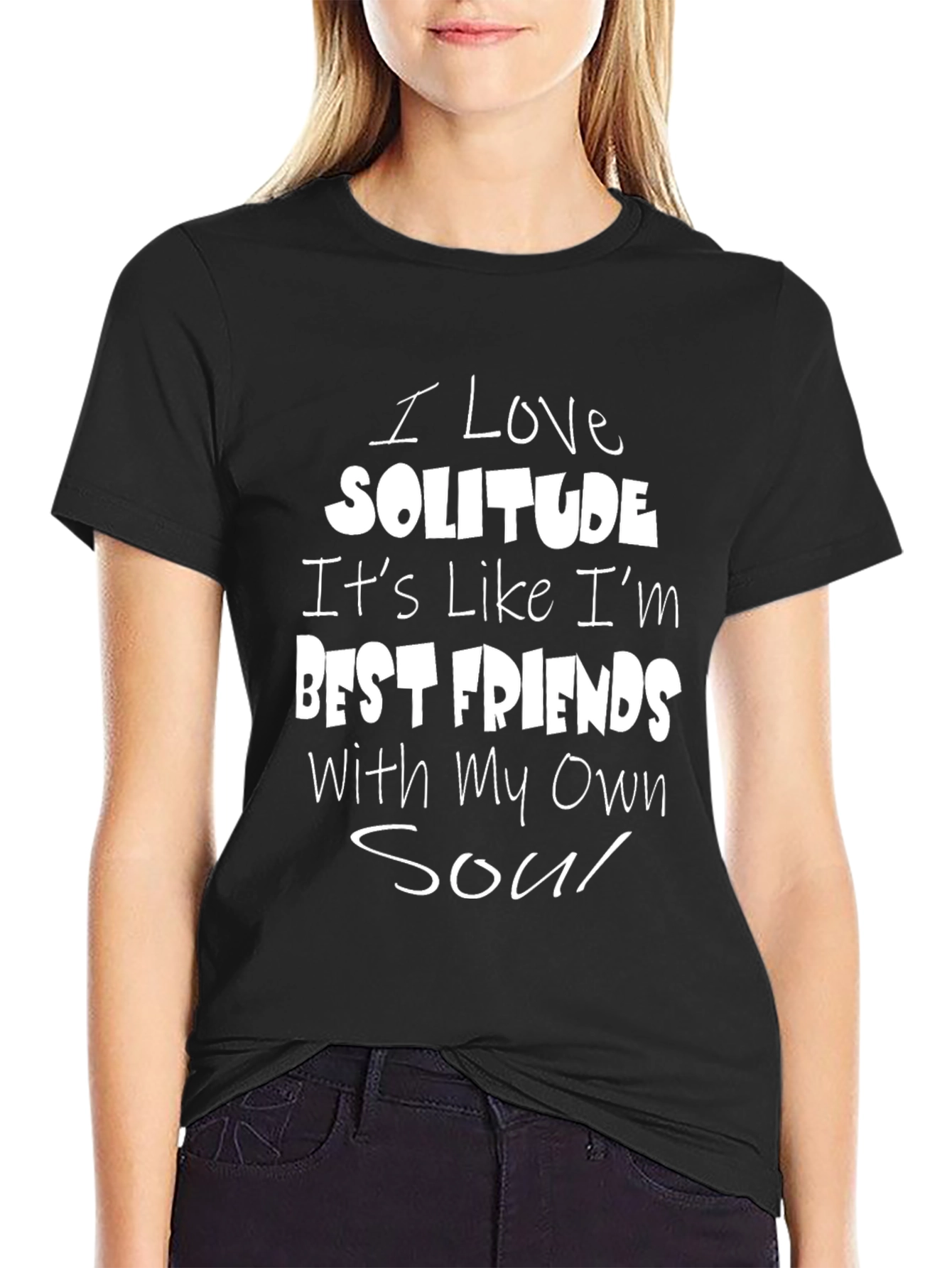 Solitude Love Graphic Tee - Relaxed Fit Black T-Shirt