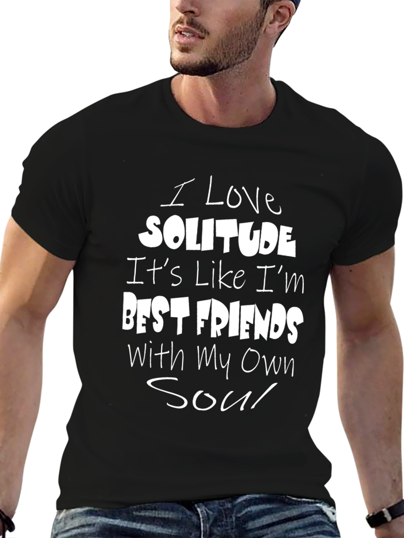 Solitude Love Graphic Tee - Relaxed Fit Black T-Shirt