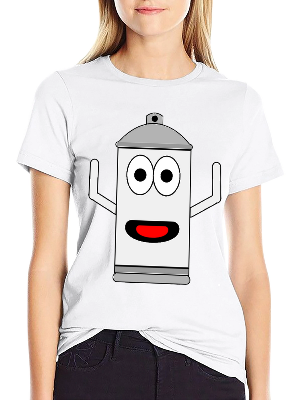 Spray Can Cartoon Graphic Tee - Black