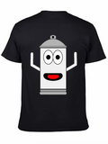 Spray Can Cartoon Graphic Tee - Black