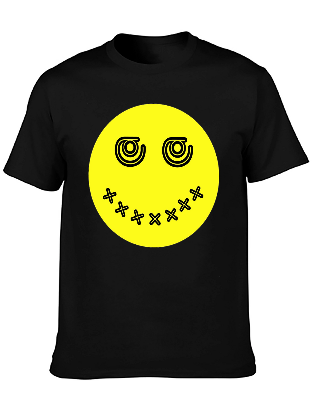 Smiley Face Graphic Tee - Black