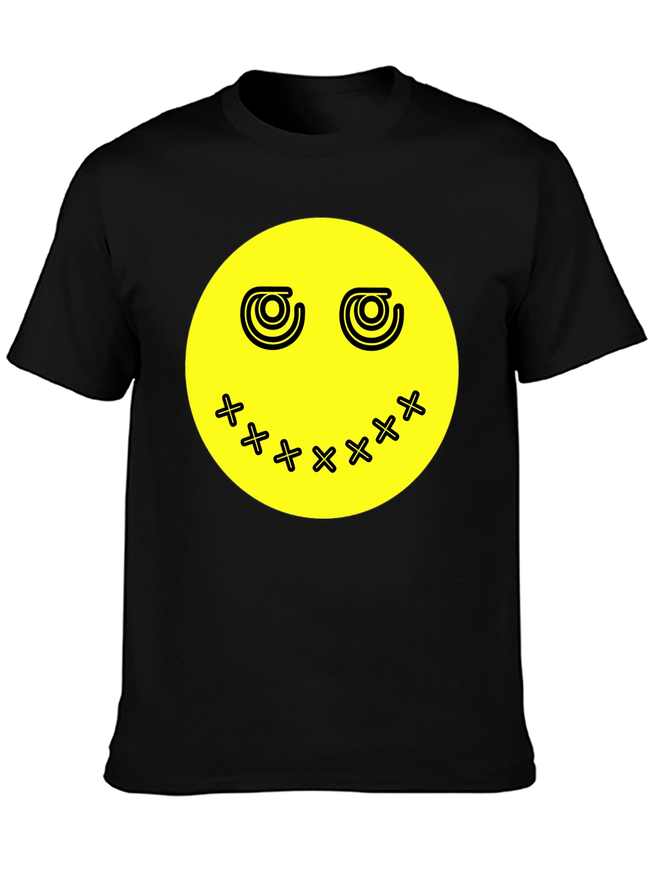 Smiley Face Graphic Tee - Black