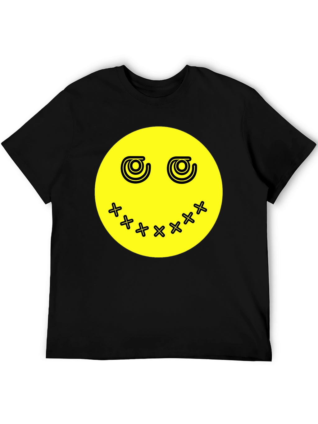 Smiley Face Graphic Tee - Black