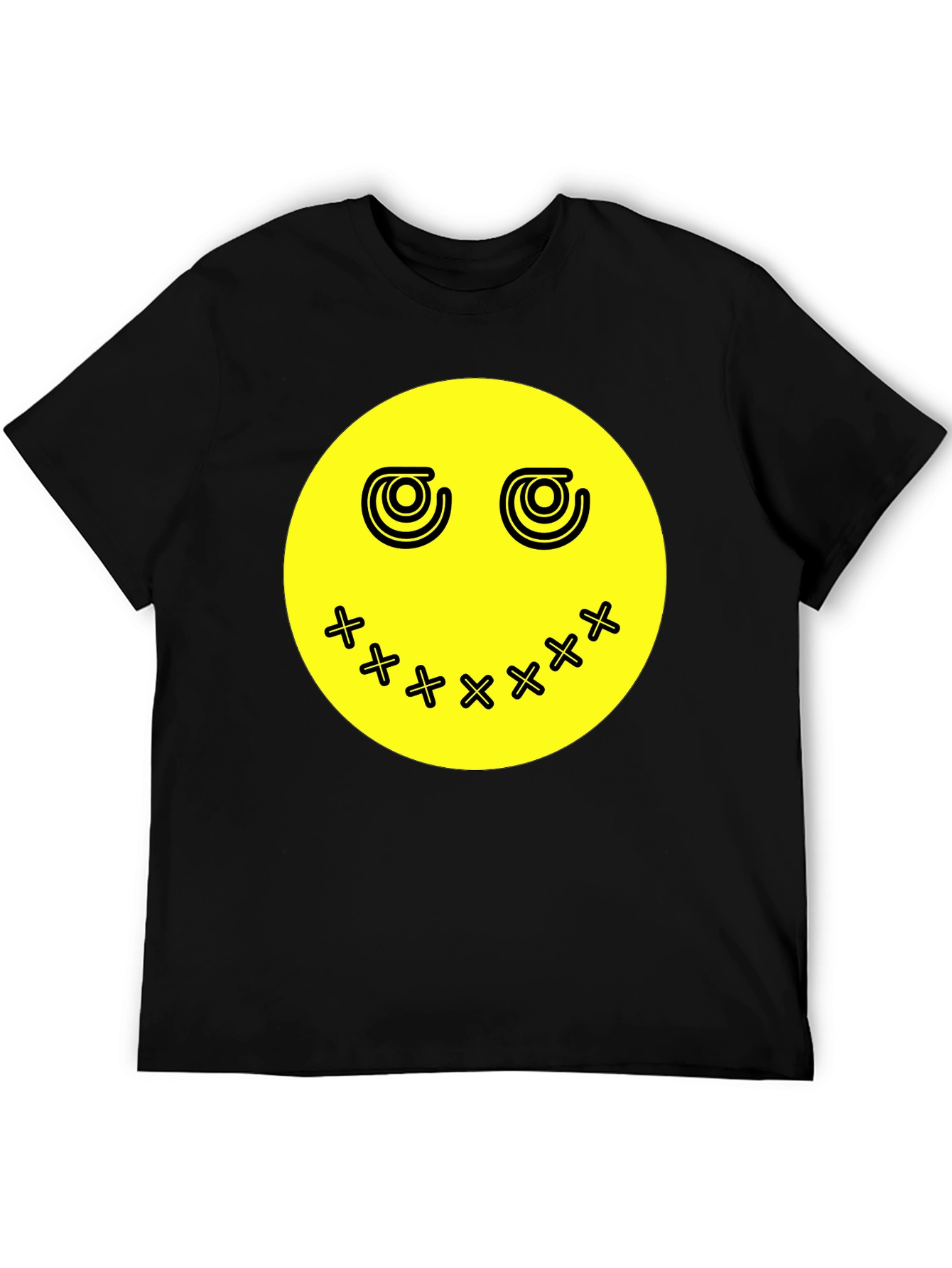 Smiley Face Graphic Tee - Black