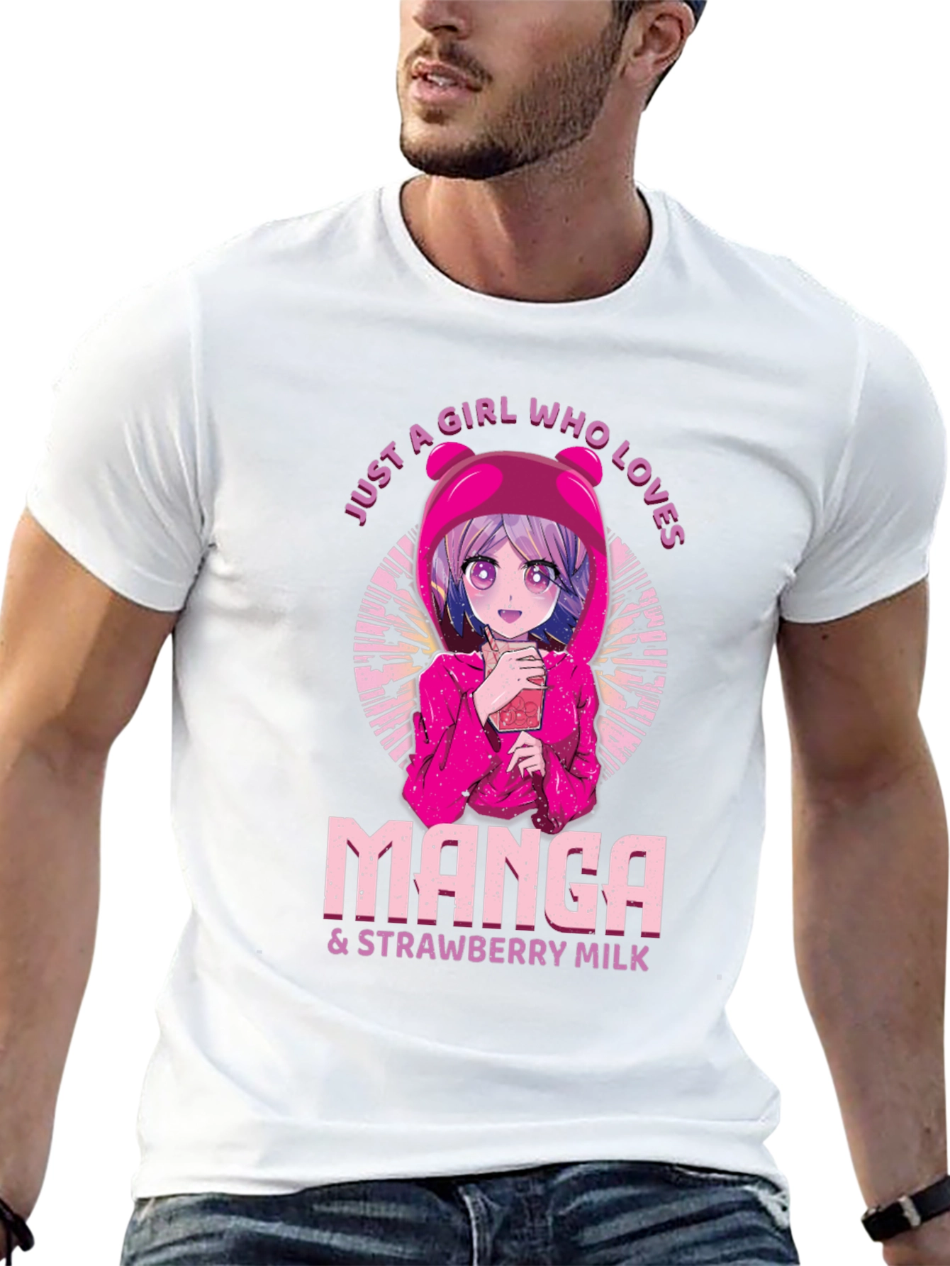 Manga & Strawberry Milk Black T-Shirt