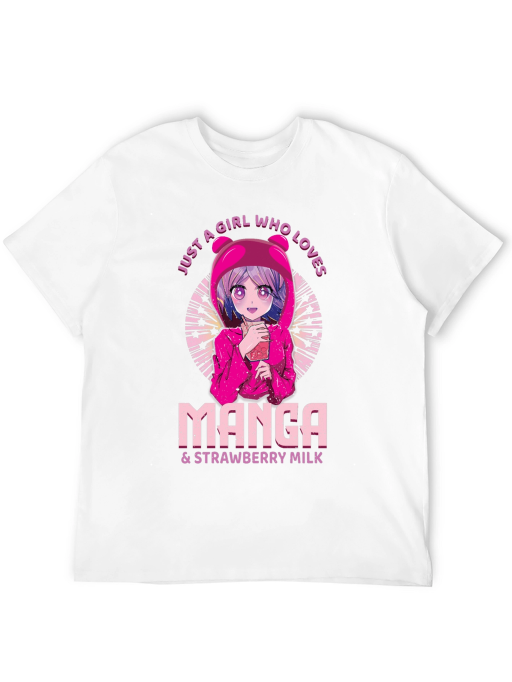 Manga & Strawberry Milk Black T-Shirt