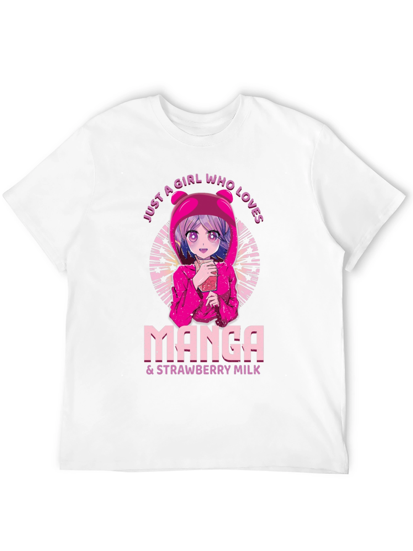 Manga & Strawberry Milk Black T-Shirt
