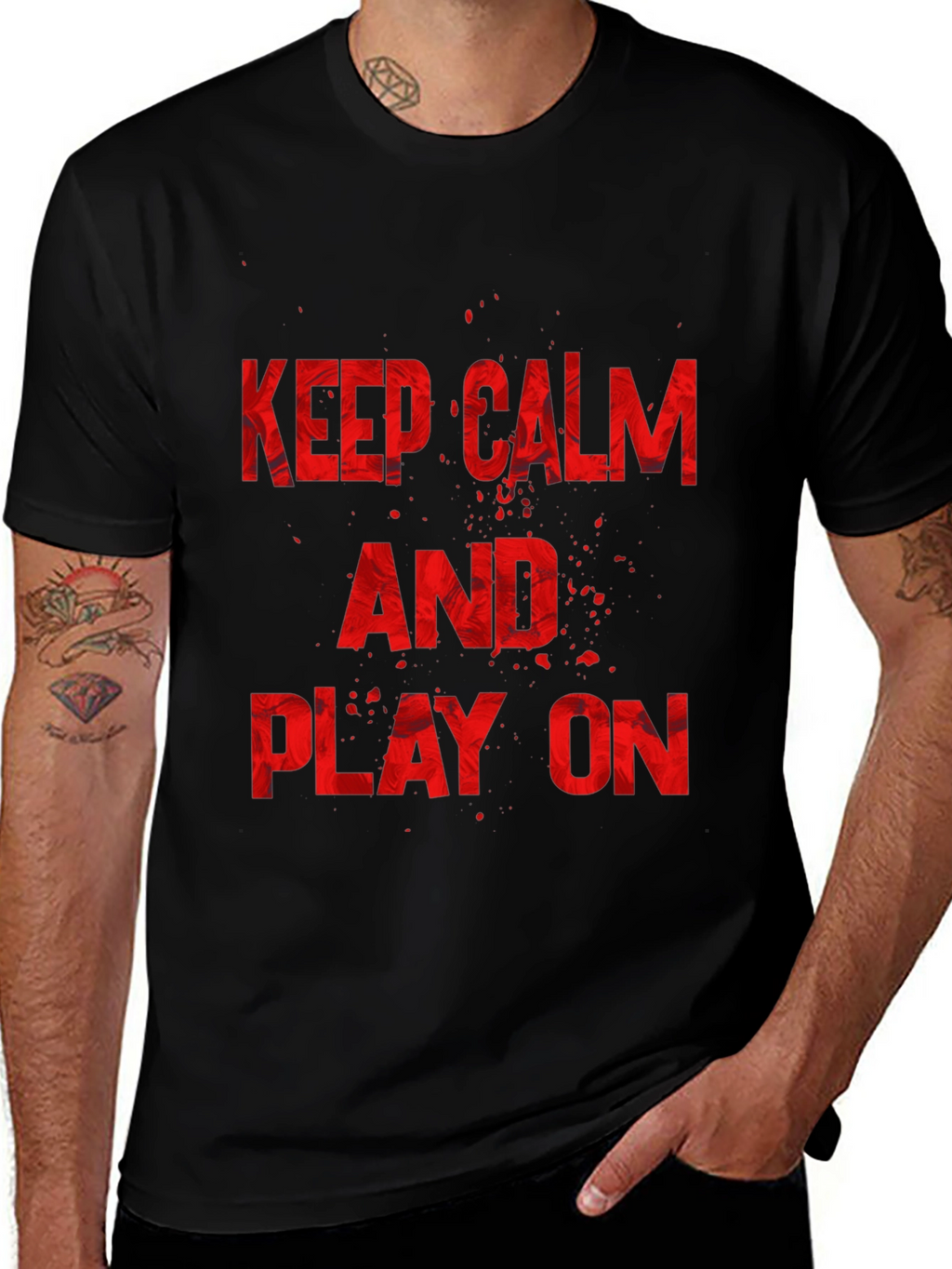 Keep Calm and Play On Black Graphic Tee