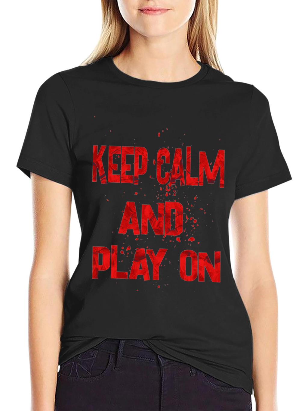 Keep Calm and Play On Black Graphic Tee