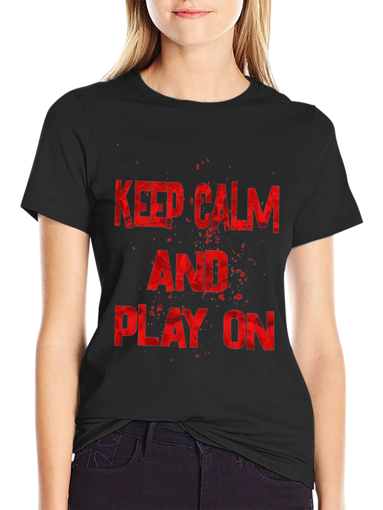 Keep Calm and Play On Black Graphic Tee