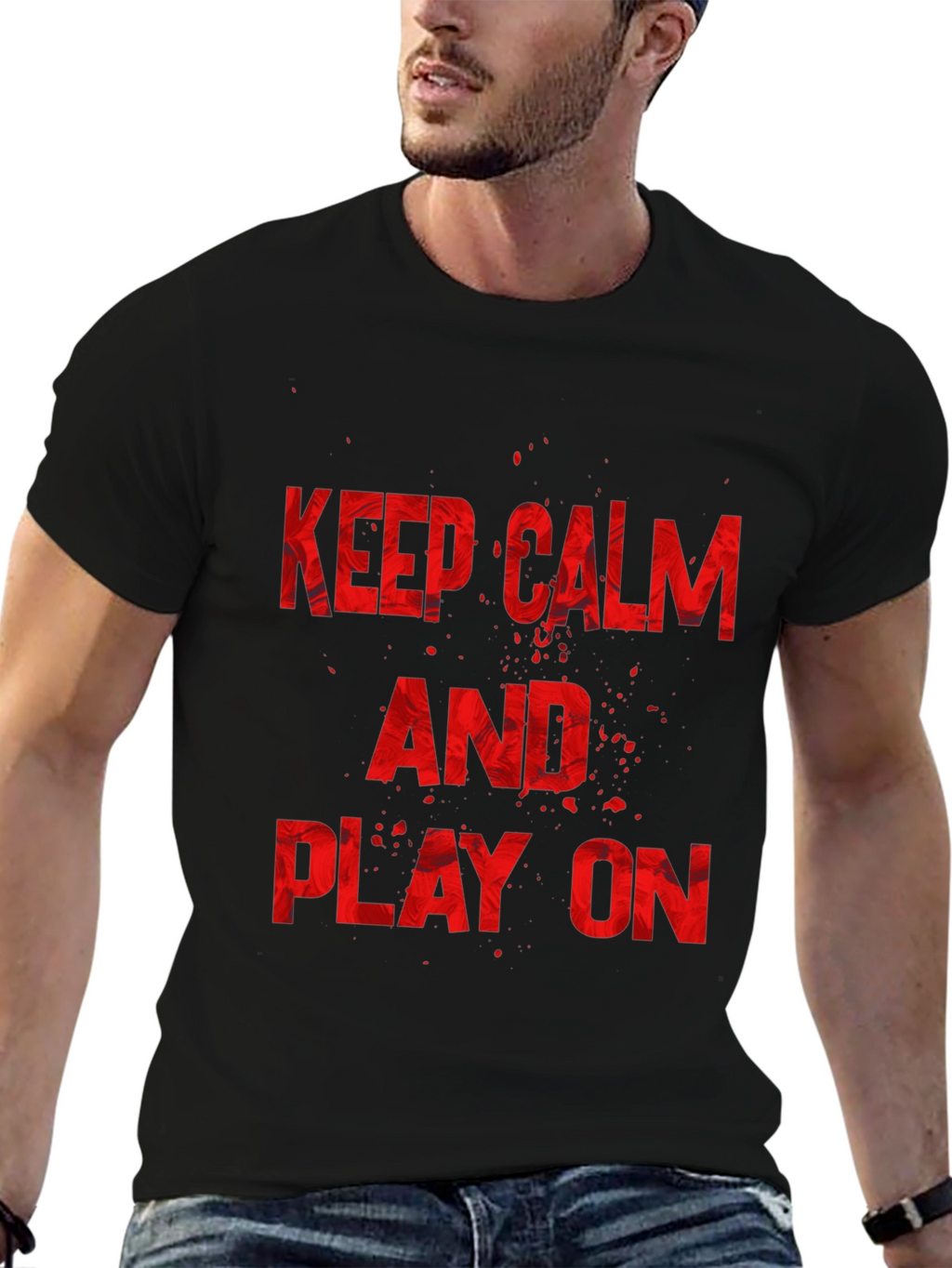 Keep Calm and Play On Black Graphic Tee