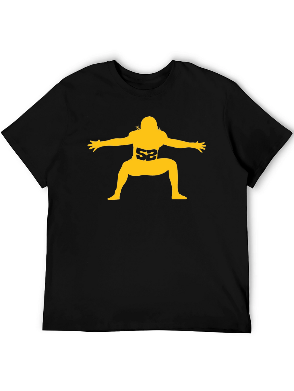 Football Player #52 Graphic Tee - Black Cotton T-Shirt