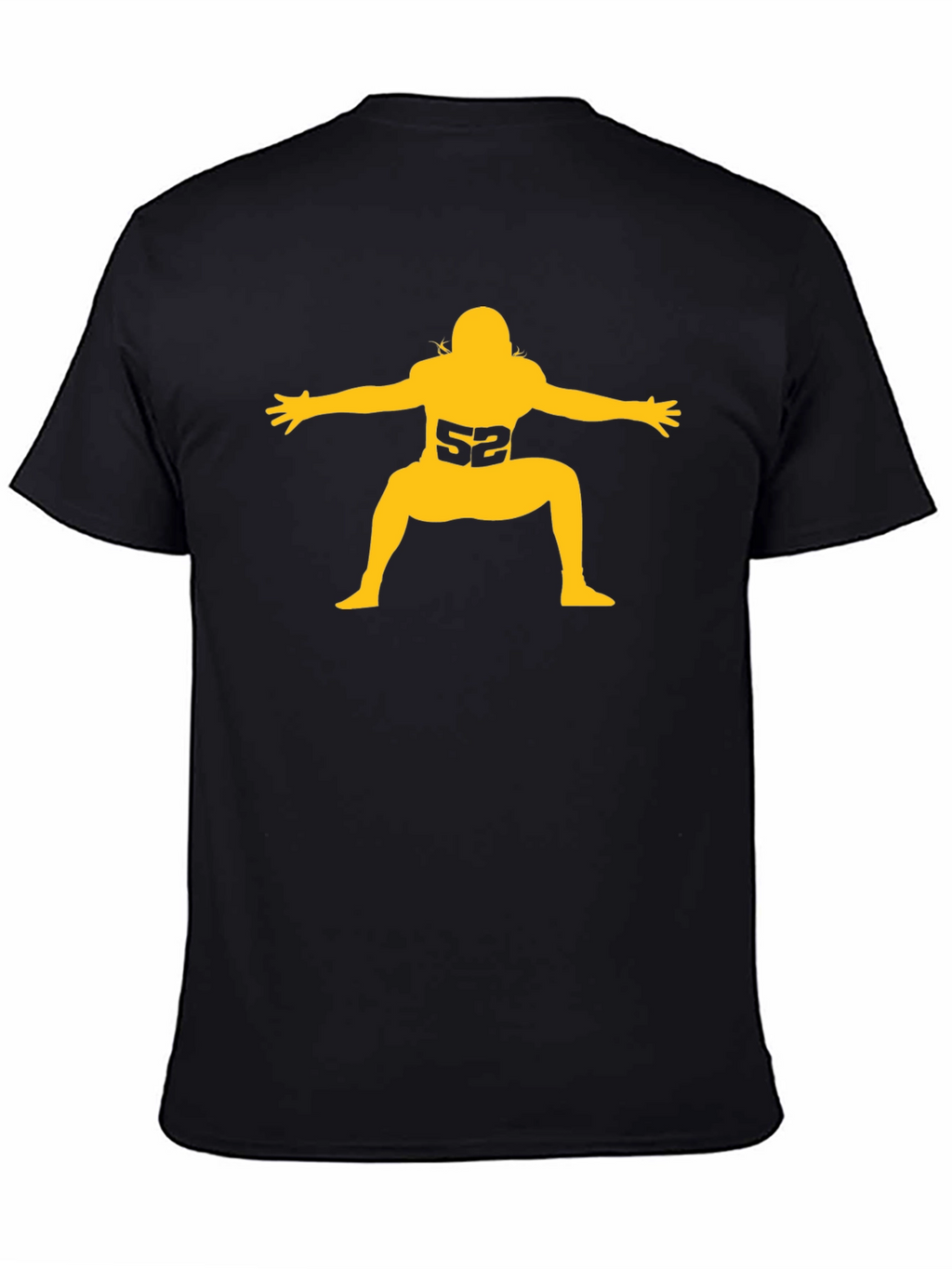 Football Player #52 Graphic Tee - Black Cotton T-Shirt