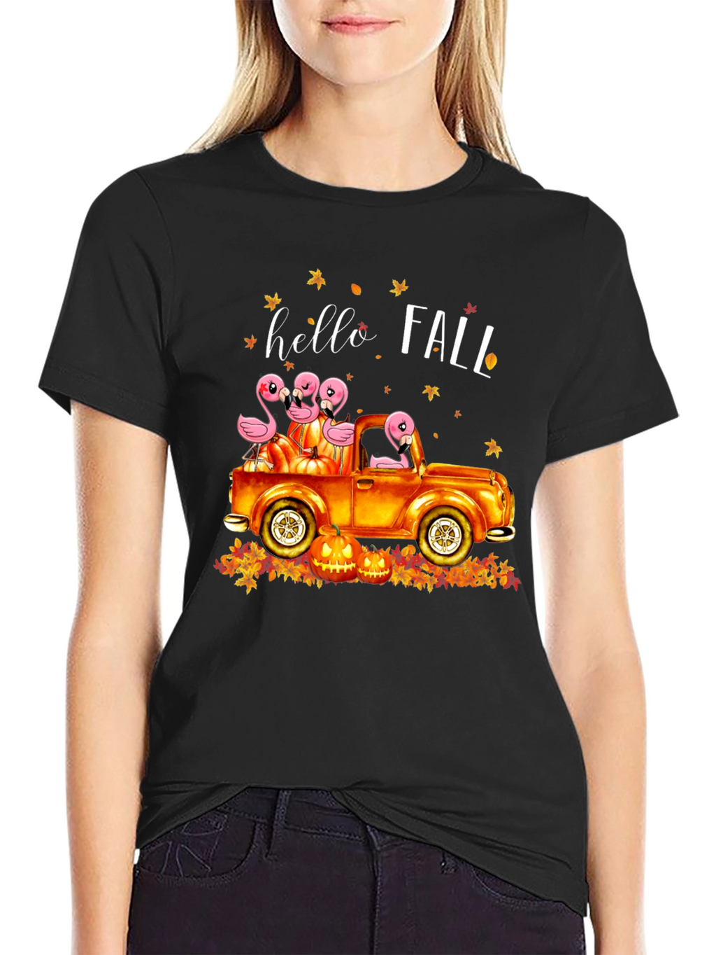 Hello Fall Flamingo Truck T-Shirt