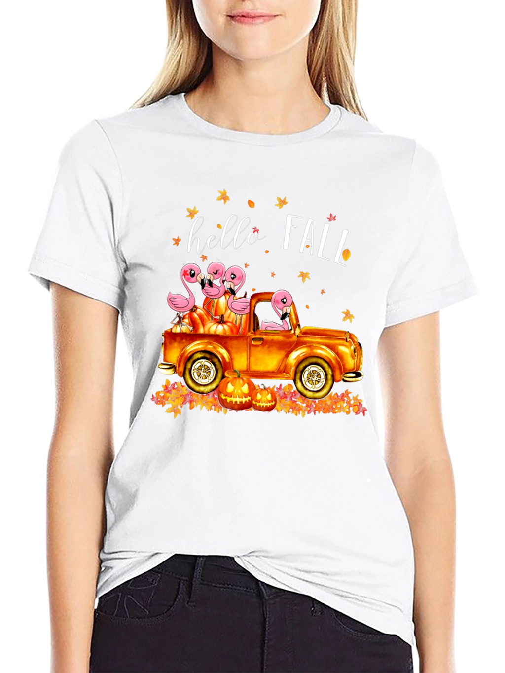 Hello Fall Flamingo Truck T-Shirt