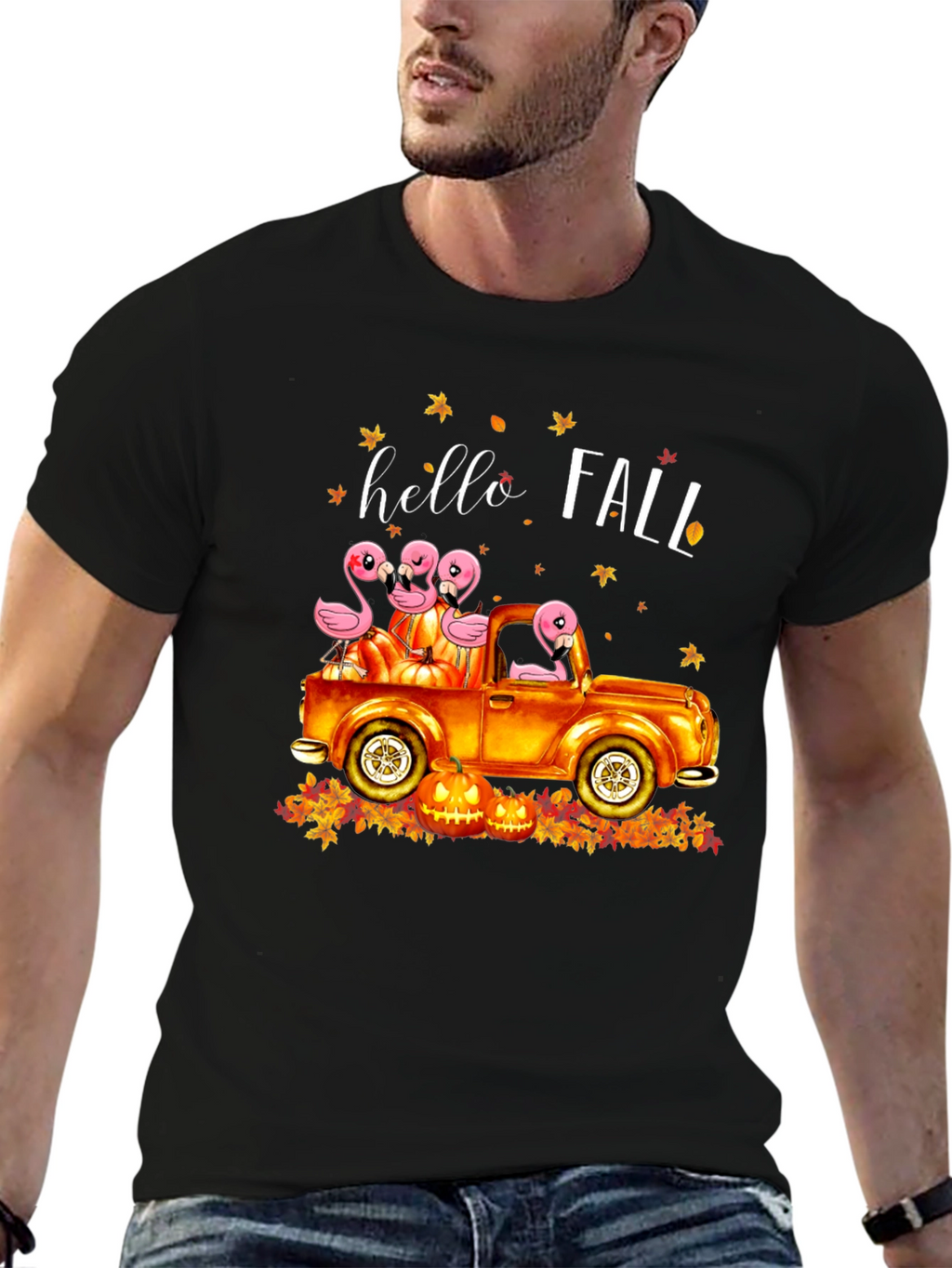 Hello Fall Flamingo Truck T-Shirt