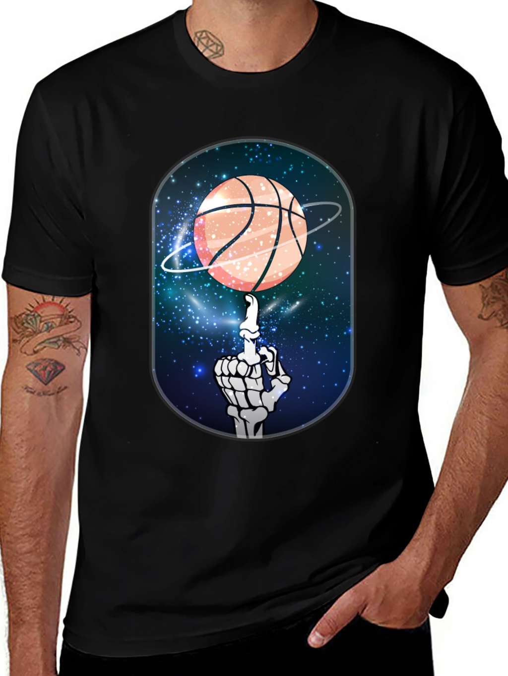 Basketball Galaxy Skeleton Graphic Tee