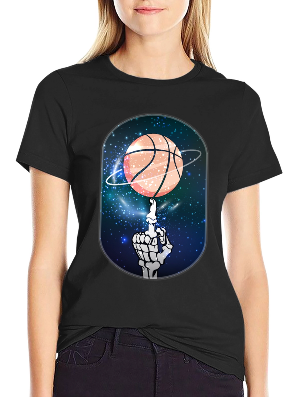 Basketball Galaxy Skeleton Graphic Tee