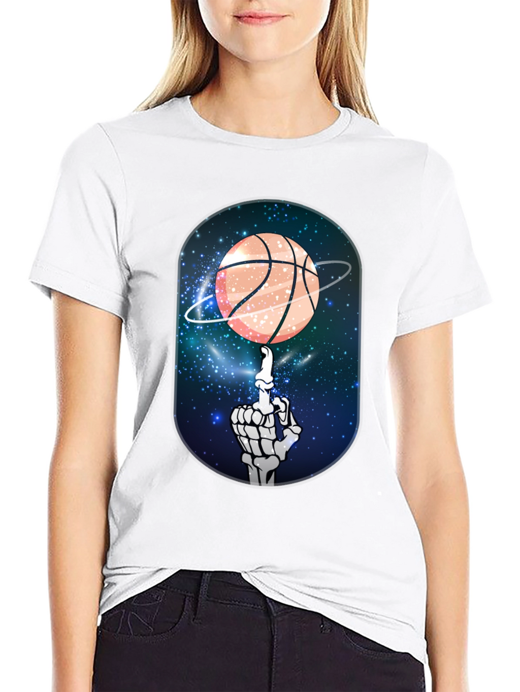 Basketball Galaxy Skeleton Graphic Tee