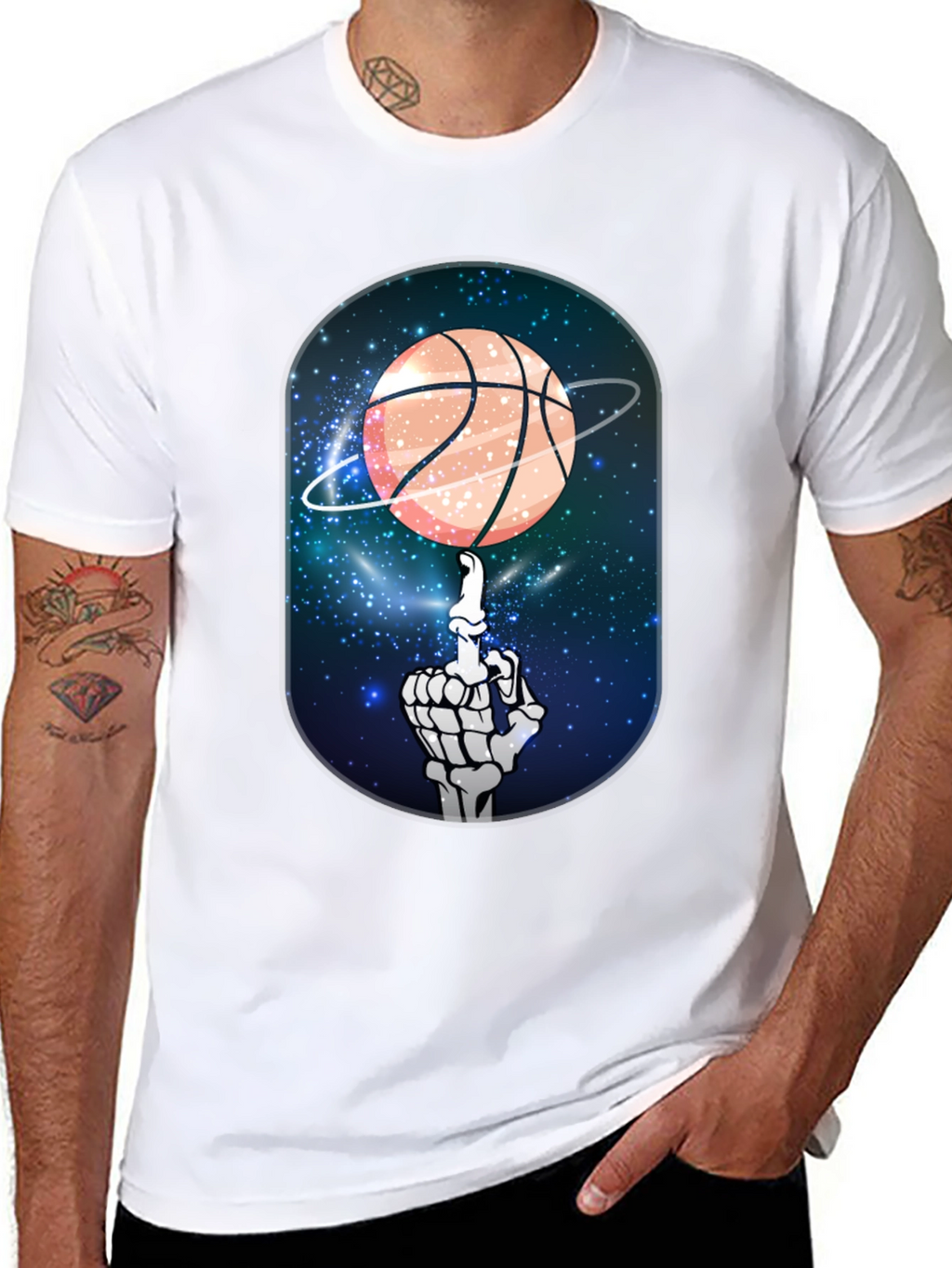 Basketball Galaxy Skeleton Graphic Tee