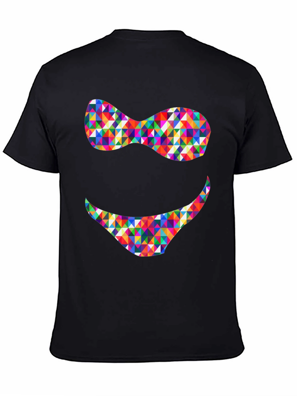 Funky Geometric Smile Black T-Shirt