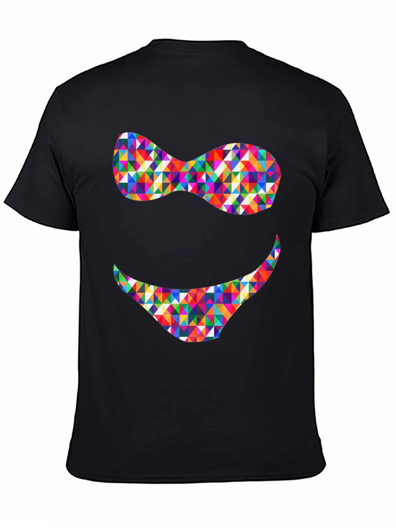 Funky Geometric Smile Black T-Shirt