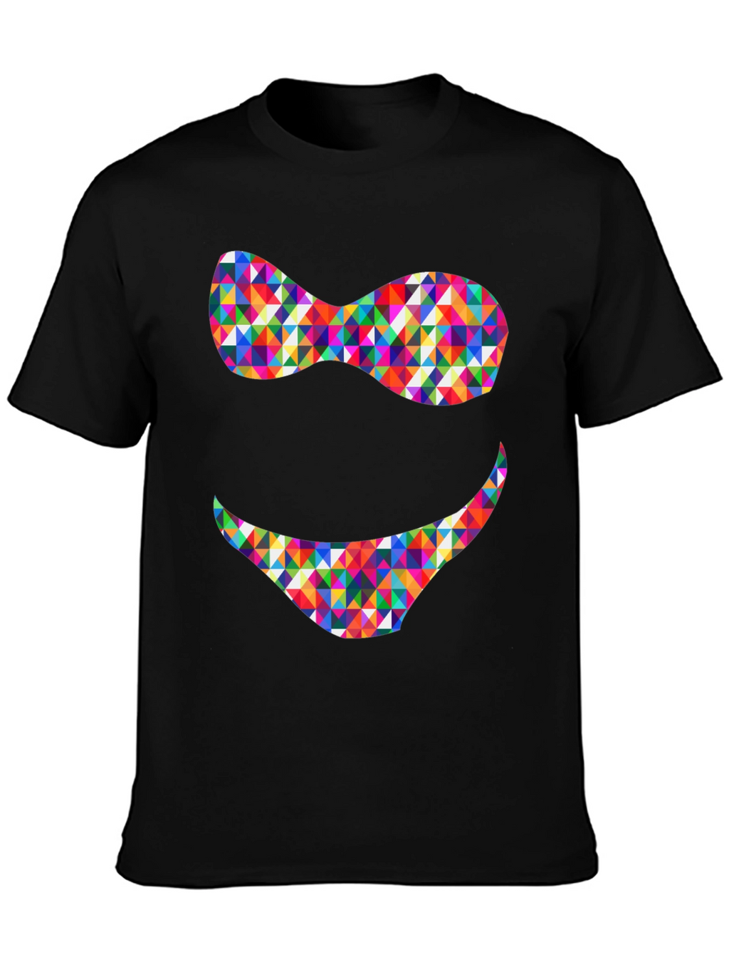Funky Geometric Smile Black T-Shirt