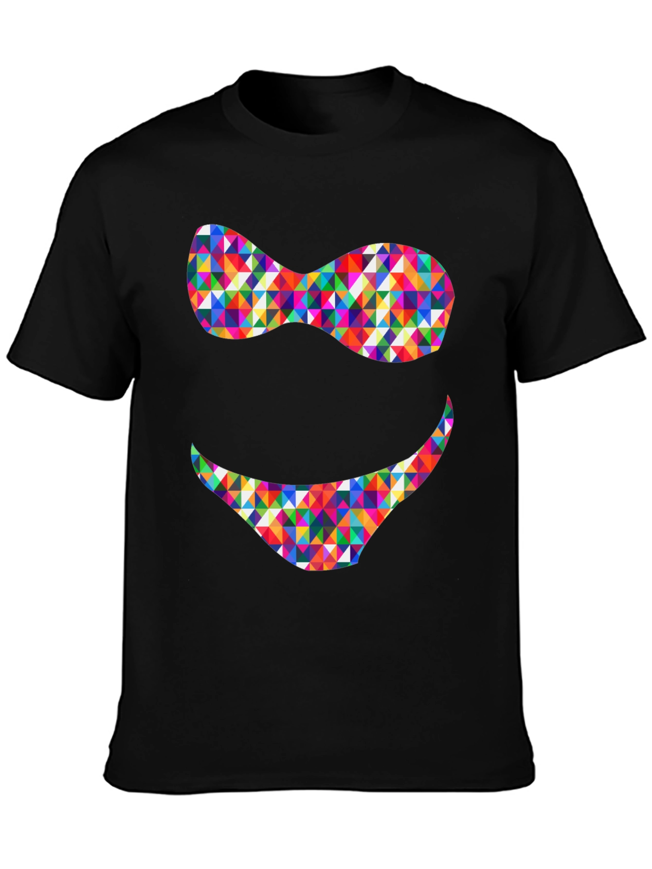Funky Geometric Smile Black T-Shirt
