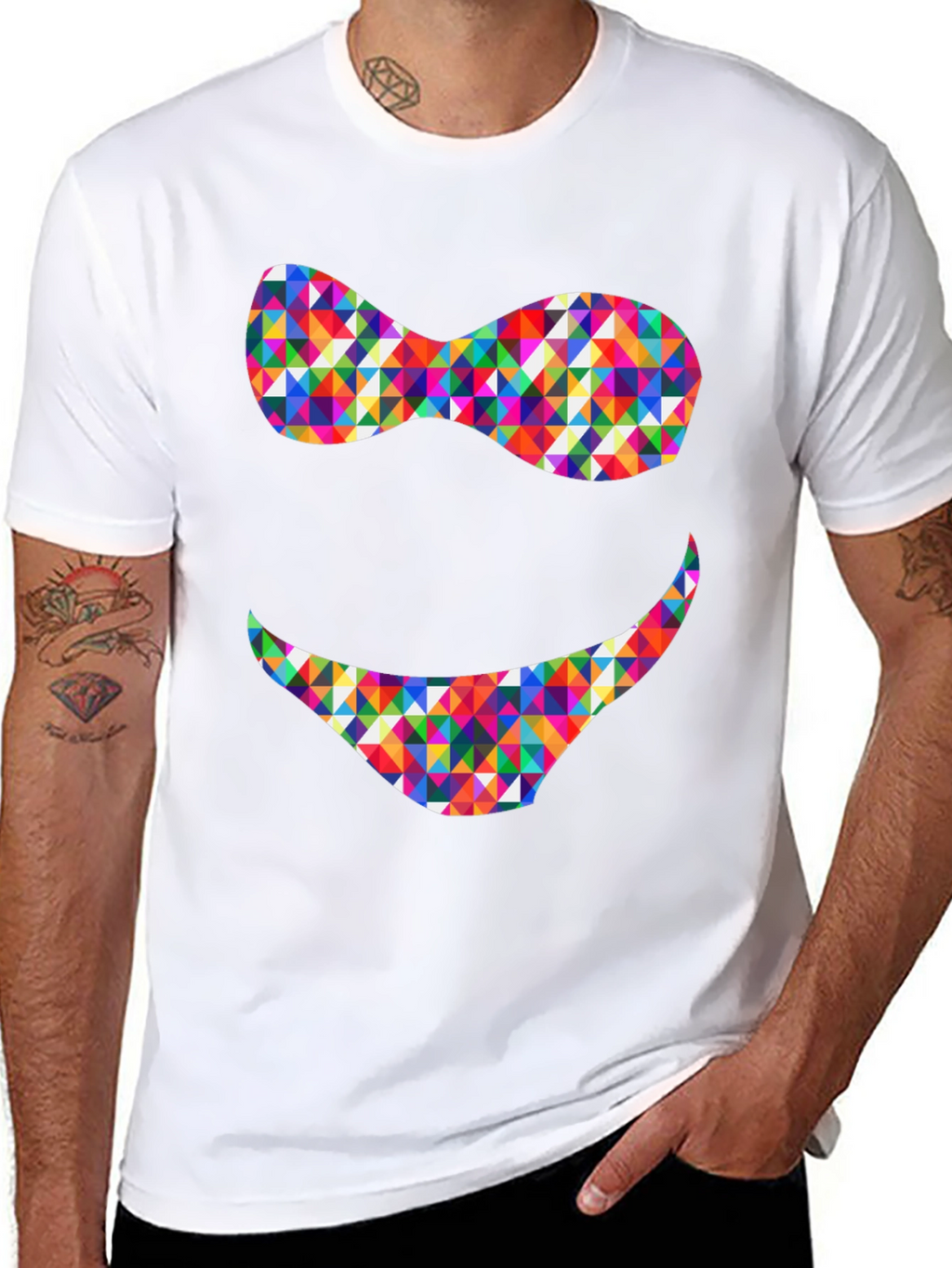 Funky Geometric Smile Black T-Shirt