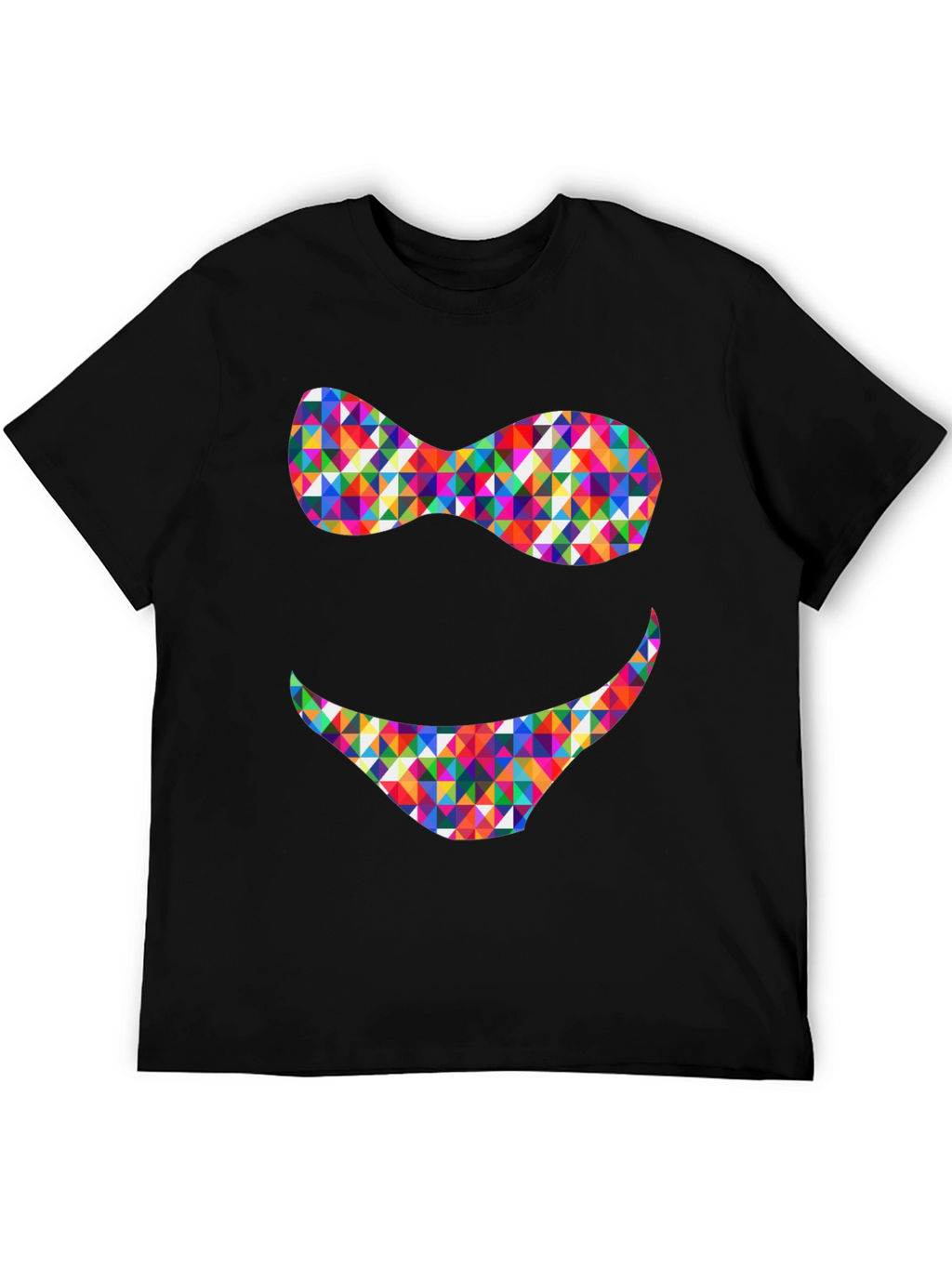 Funky Geometric Smile Black T-Shirt