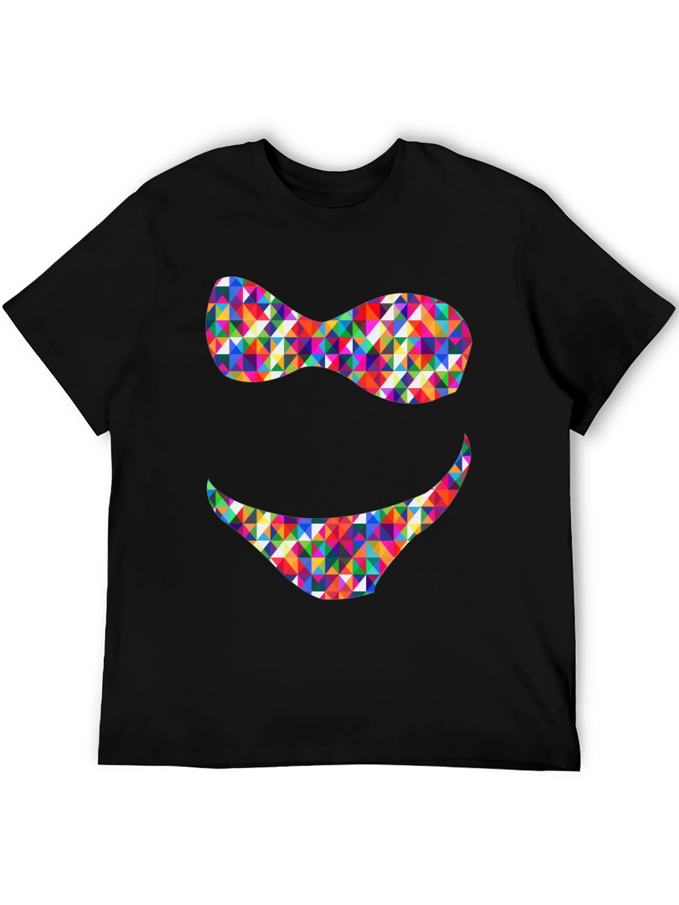 Funky Geometric Smile Black T-Shirt