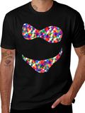 Funky Geometric Smile Black T-Shirt