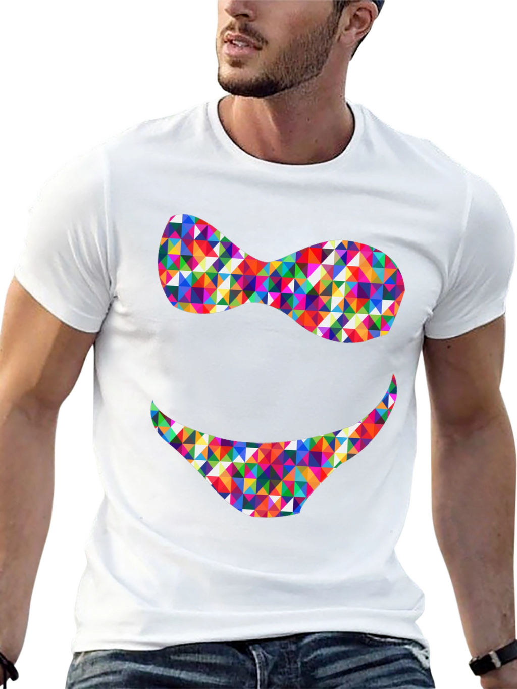 Funky Geometric Smile Black T-Shirt