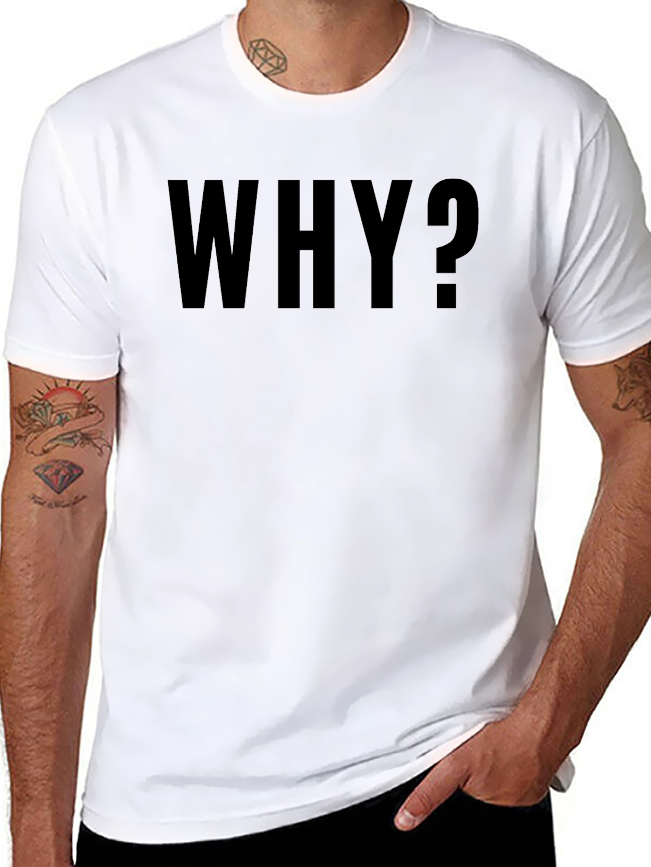 Why? Black Graphic Print T-Shirt