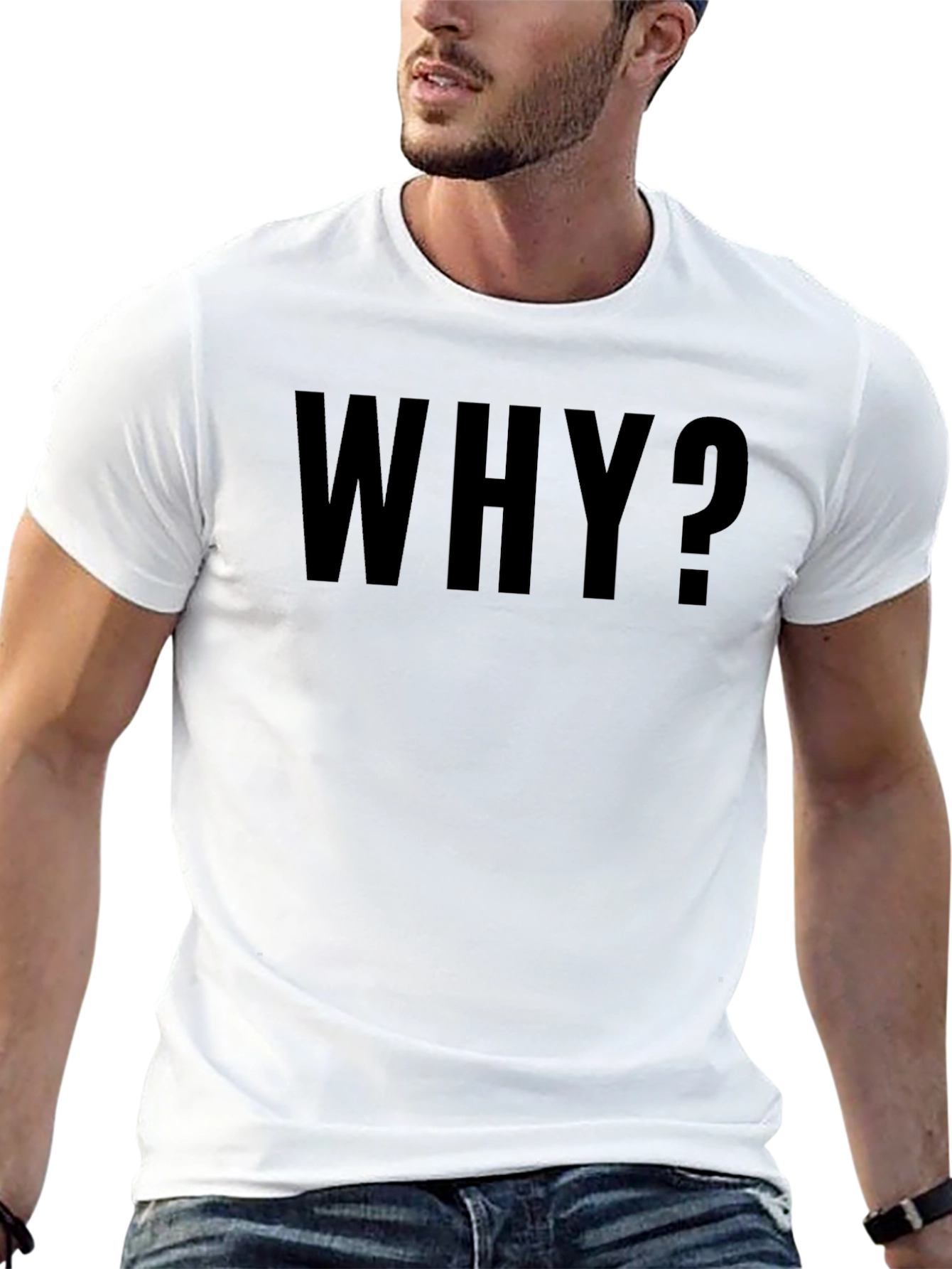 Why? Black Graphic Print T-Shirt