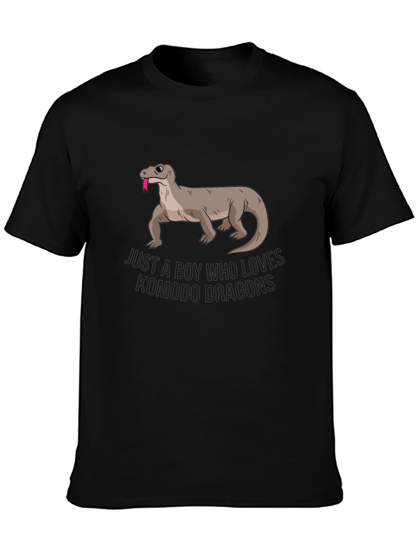 Boy Who Loves Komodo Dragons Black Graphic T-Shirt