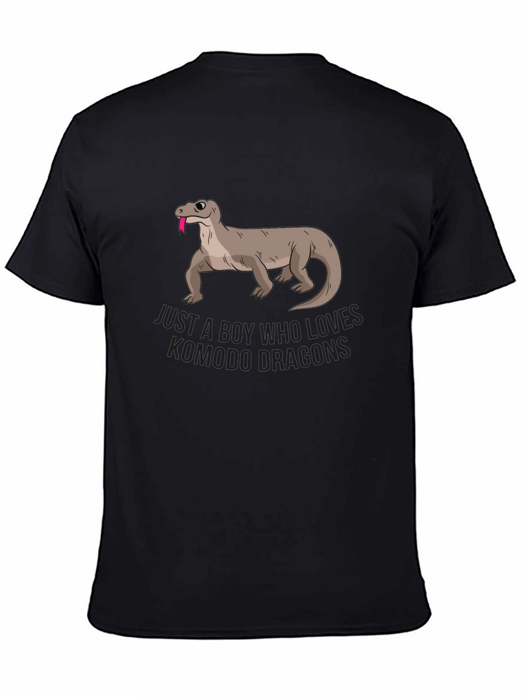 Boy Who Loves Komodo Dragons Black Graphic T-Shirt