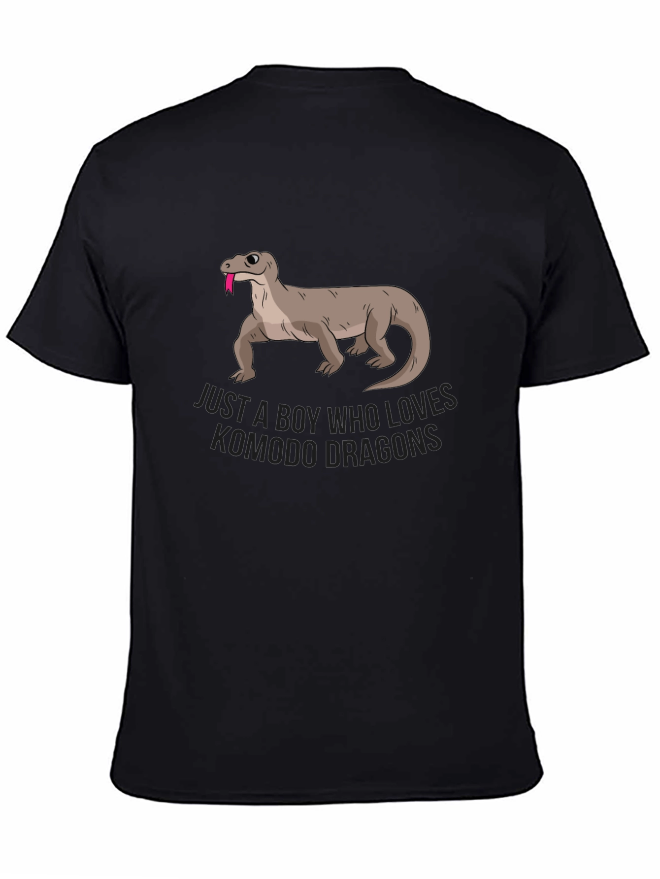 Boy Who Loves Komodo Dragons Black Graphic T-Shirt