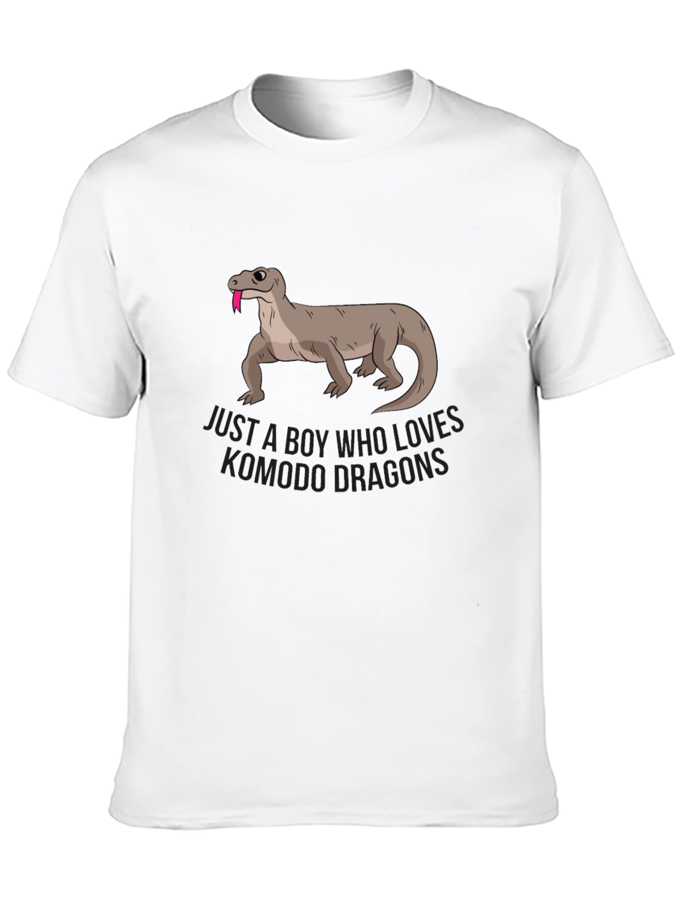 Boy Who Loves Komodo Dragons Black Graphic T-Shirt