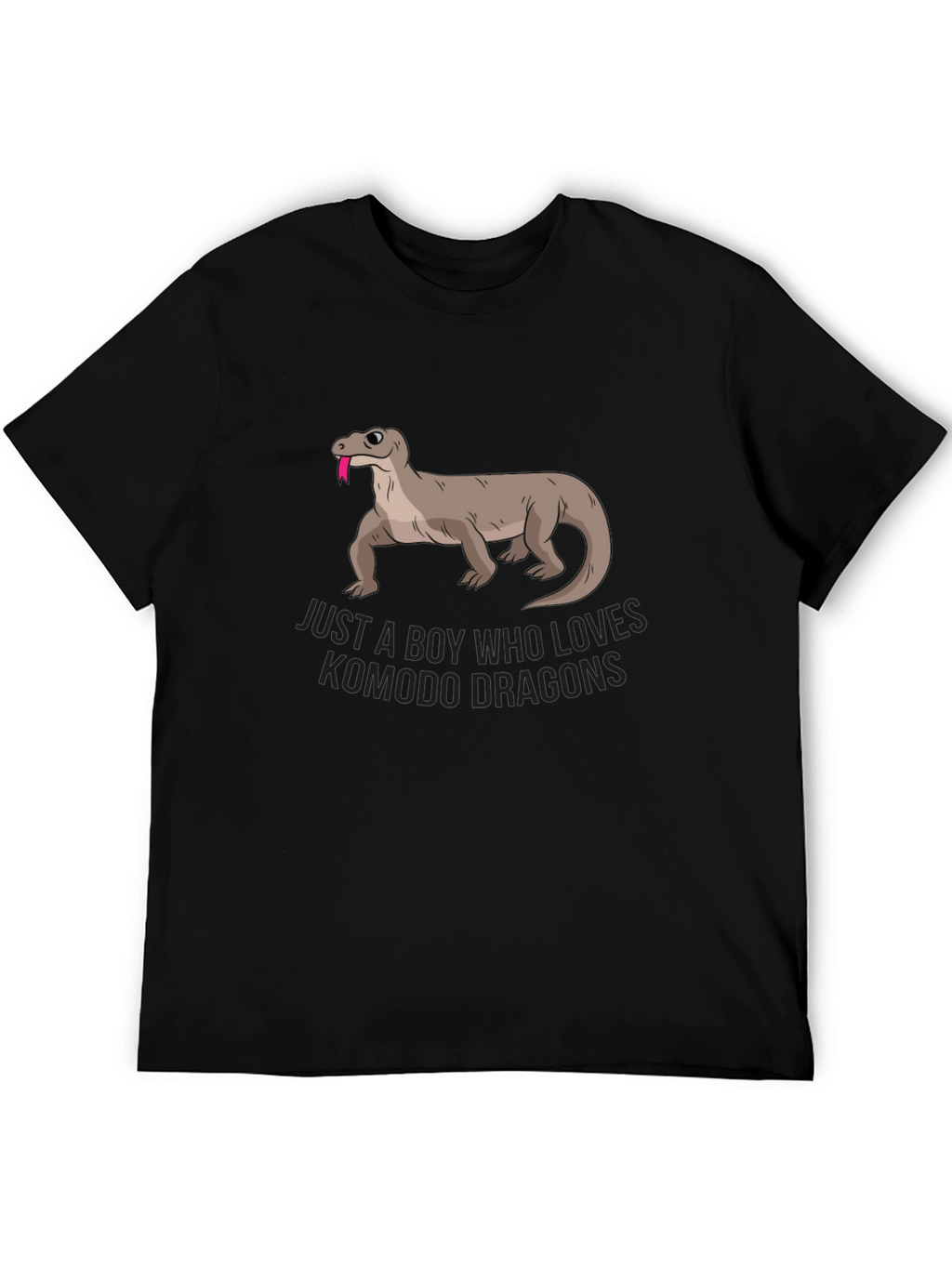 Boy Who Loves Komodo Dragons Black Graphic T-Shirt