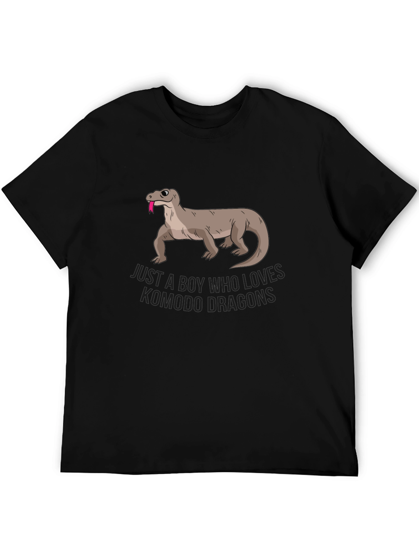 Boy Who Loves Komodo Dragons Black Graphic T-Shirt