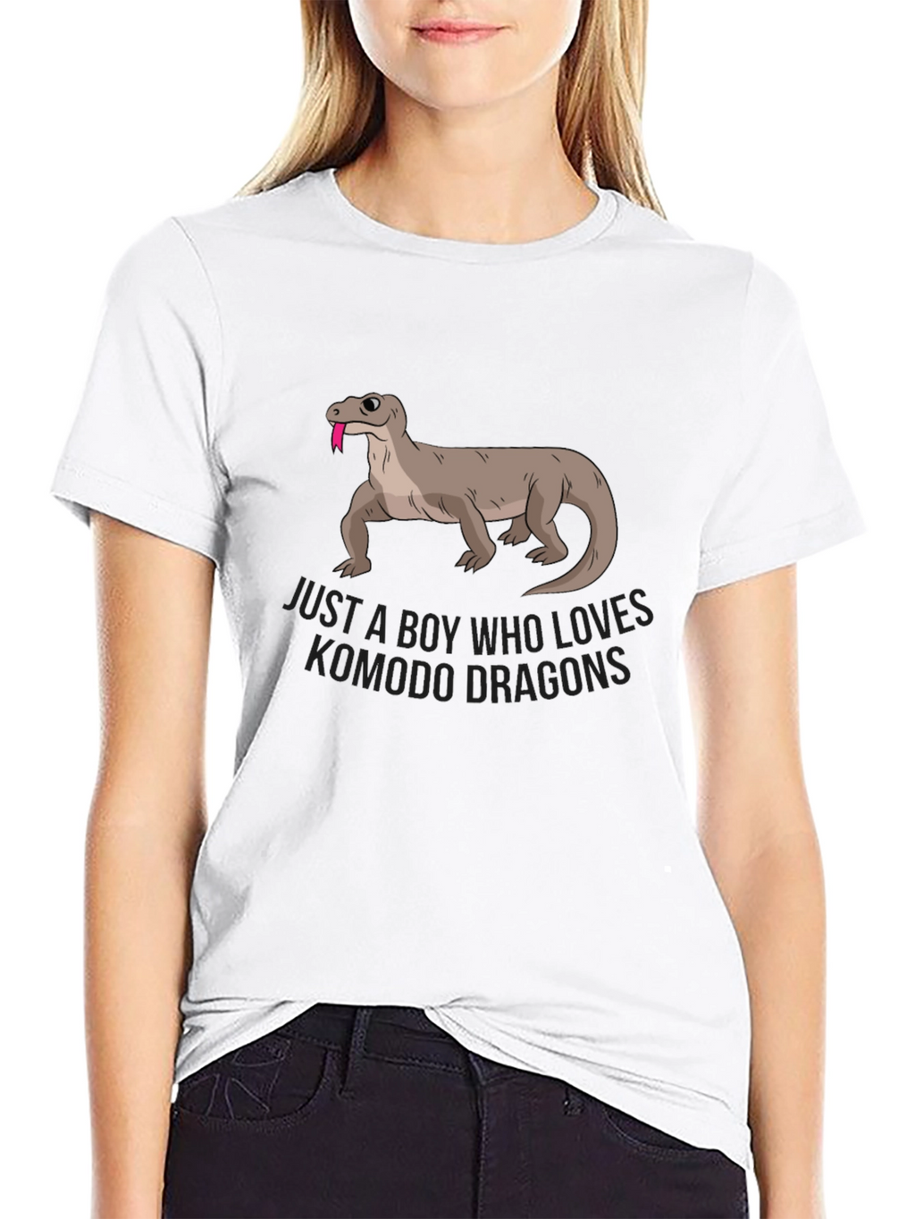 Boy Who Loves Komodo Dragons Black Graphic T-Shirt