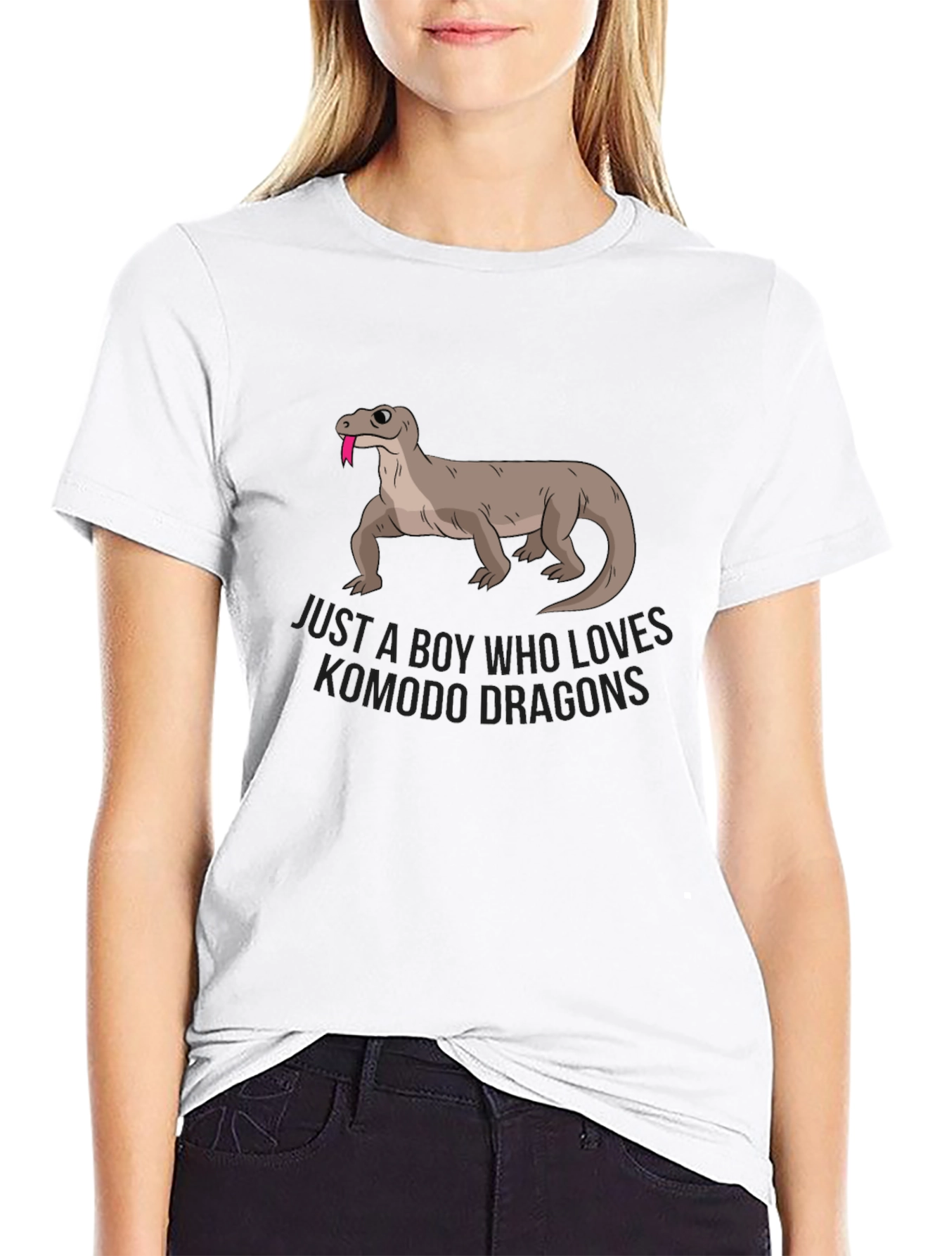 Boy Who Loves Komodo Dragons Black Graphic T-Shirt
