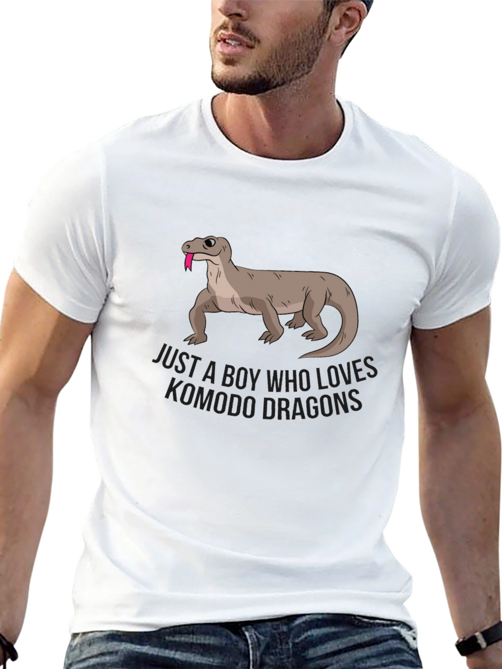 Boy Who Loves Komodo Dragons Black Graphic T-Shirt