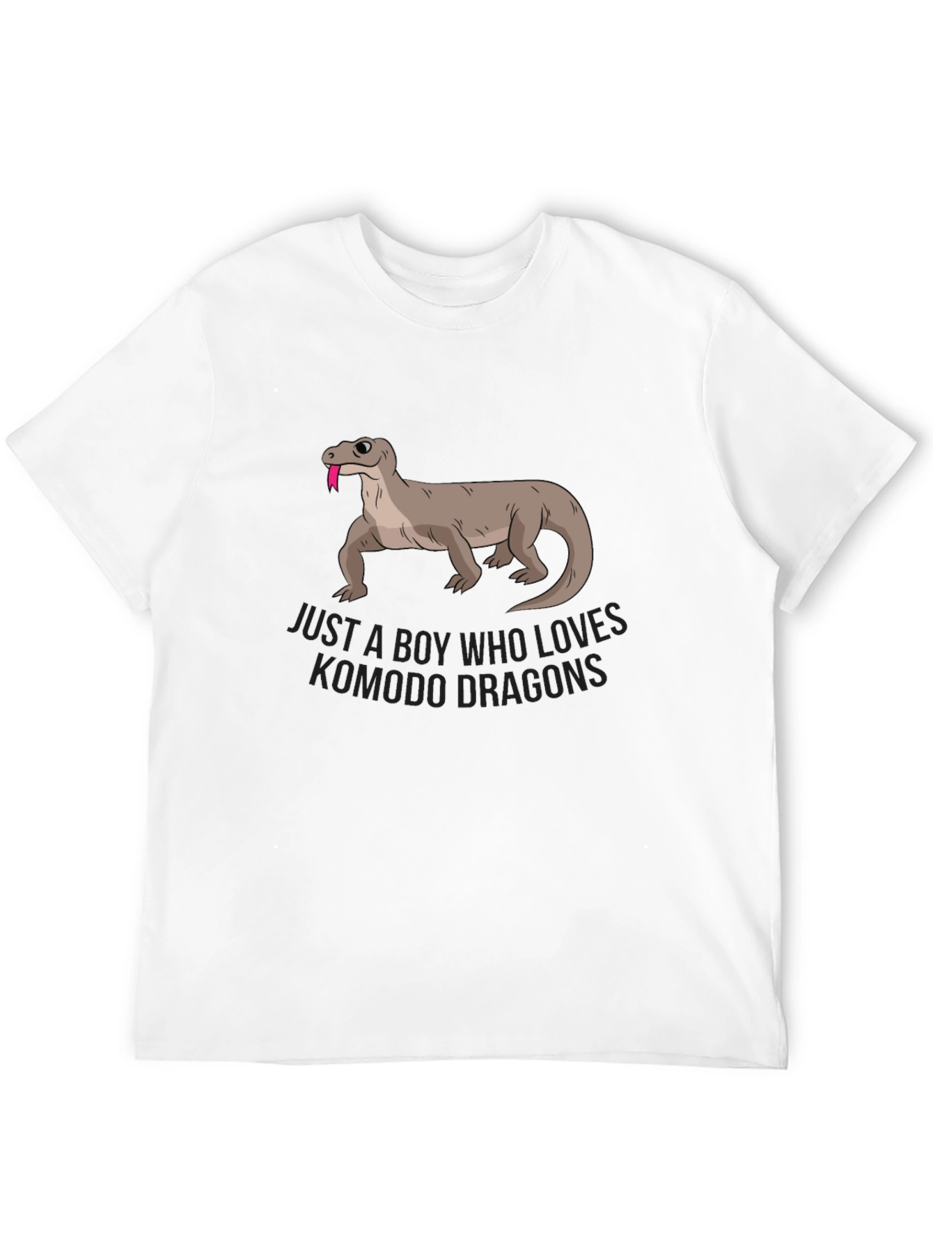 Boy Who Loves Komodo Dragons Black Graphic T-Shirt