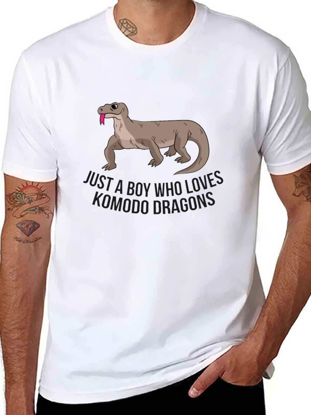 Boy Who Loves Komodo Dragons Black Graphic T-Shirt