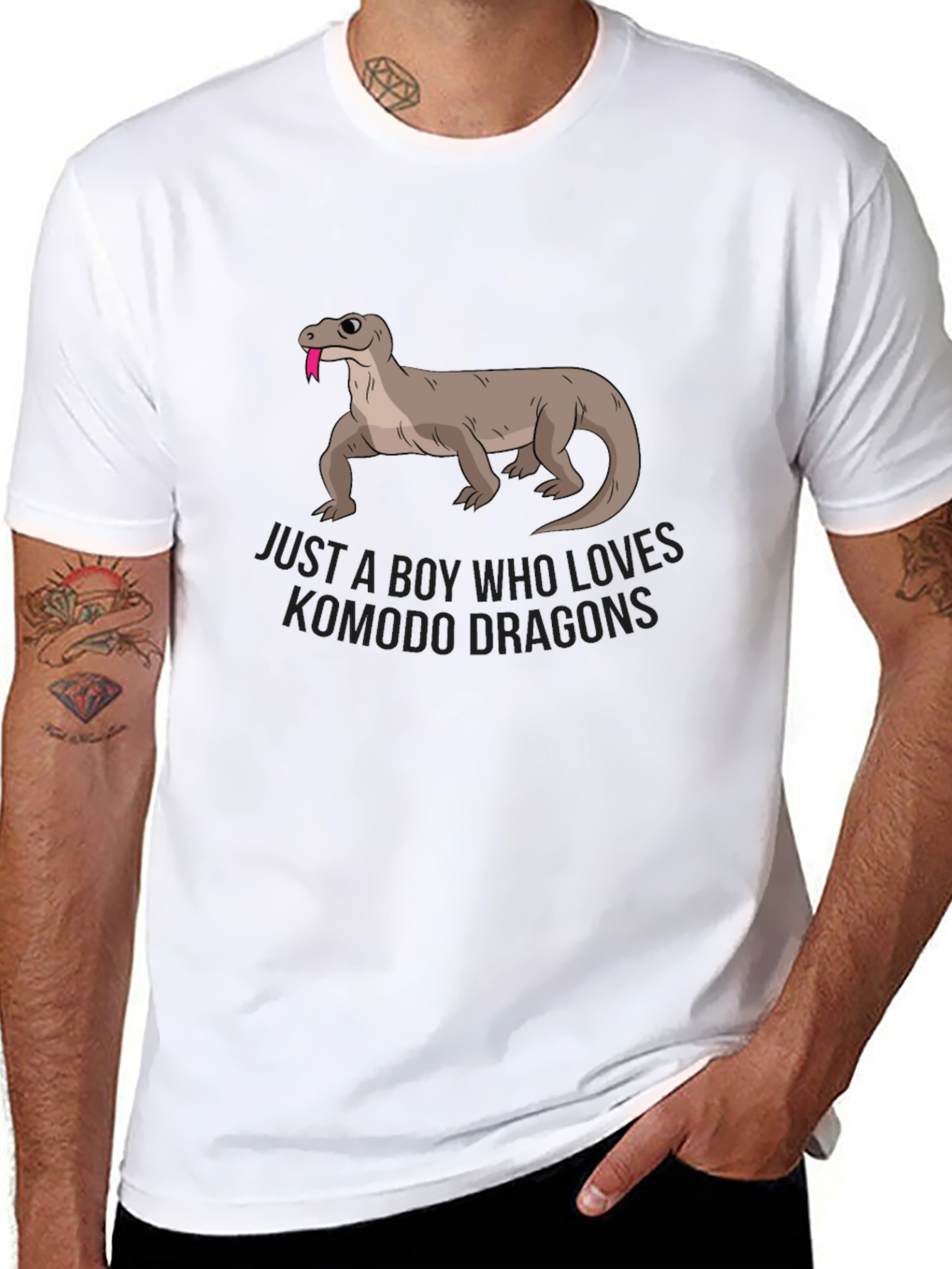 Boy Who Loves Komodo Dragons Black Graphic T-Shirt