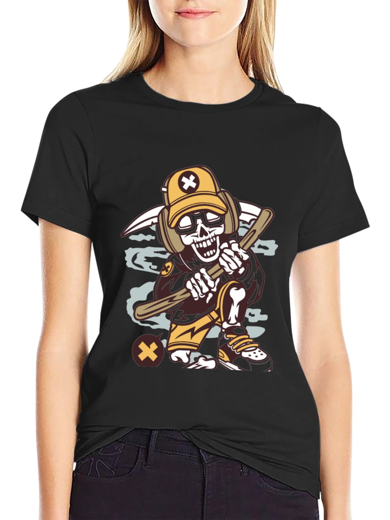 Cartoon Skeleton Graphic Tee