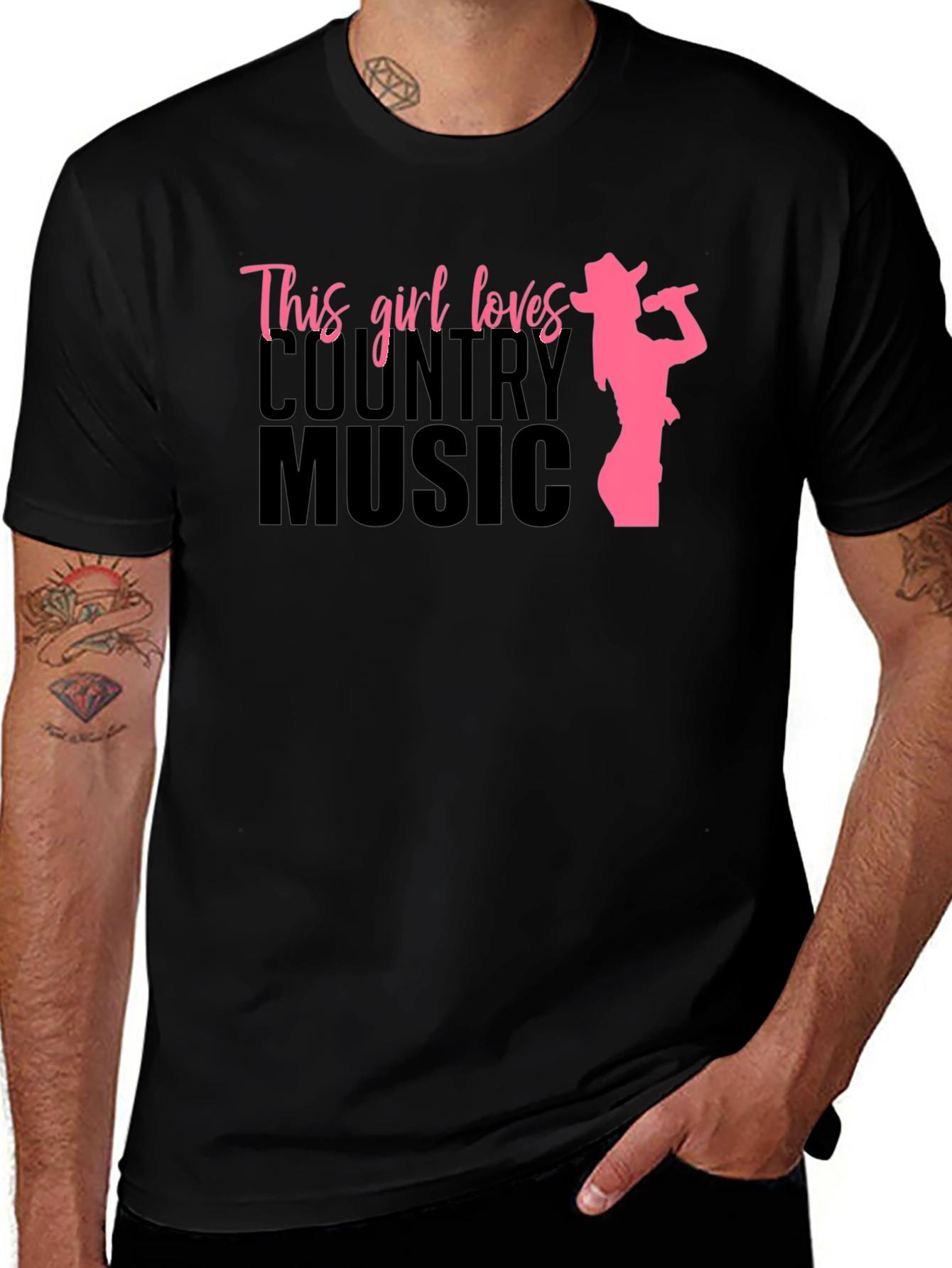 Country Music Girl Graphic Tee - Black